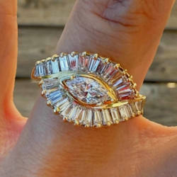 3.2ctw Marquise Cut White Sapphire East West Setting Ballerina Ring