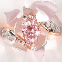 Bypass Design 3ctw Marquise Cut Fancy Pink Sapphire Engagement Ring