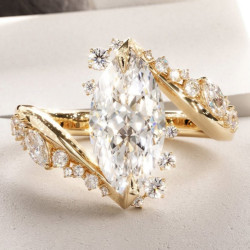 Bypass Design 3ctw Marquise Cut White Sapphire Engagement Ring