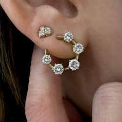 4ctw Round Cut White Sapphire 5-Stone Hoop Earrings