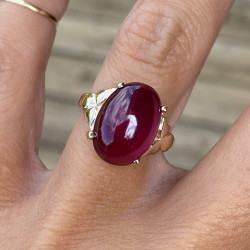 7ctw Cabochon Cut Ruby Cocktail Ring