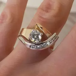 2.1ctw Round Cut White Sapphire Two Tone Ring