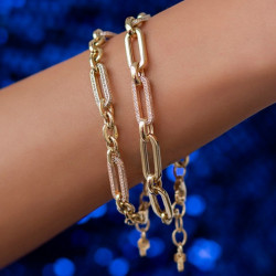 3ctw Round Cut White Sapphire Paperclip & Round Link Bracelet