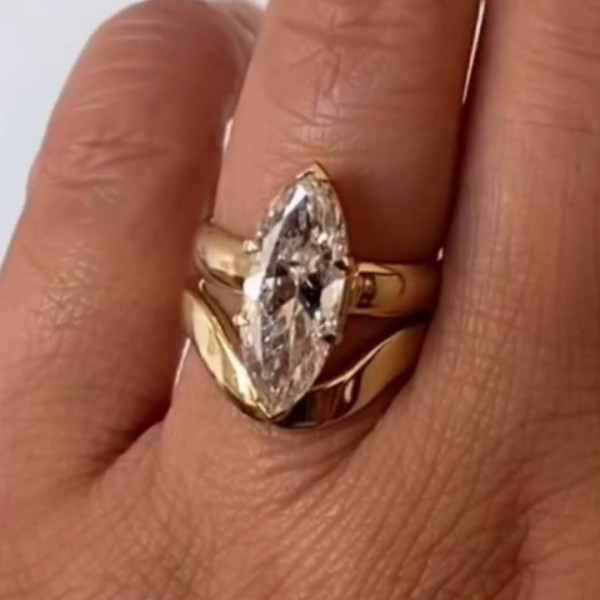4ctw Marquise Cut White Sapphire Wedding Set Ring