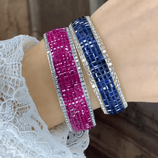 23ctw Emerald Cut Ruby Sapphire Bracelet