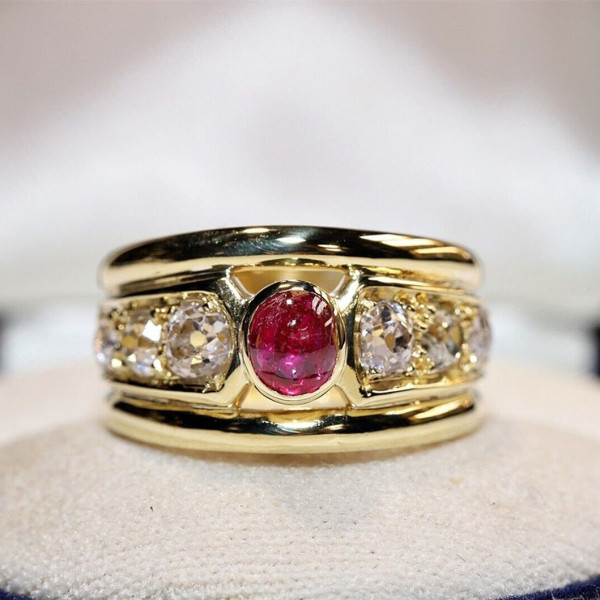 Art Deco 3.8ctw Oval Cut Ruby Ring