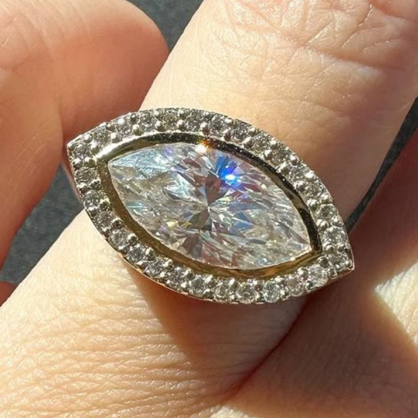 8ctw Marquise Cut White Sapphire Ring