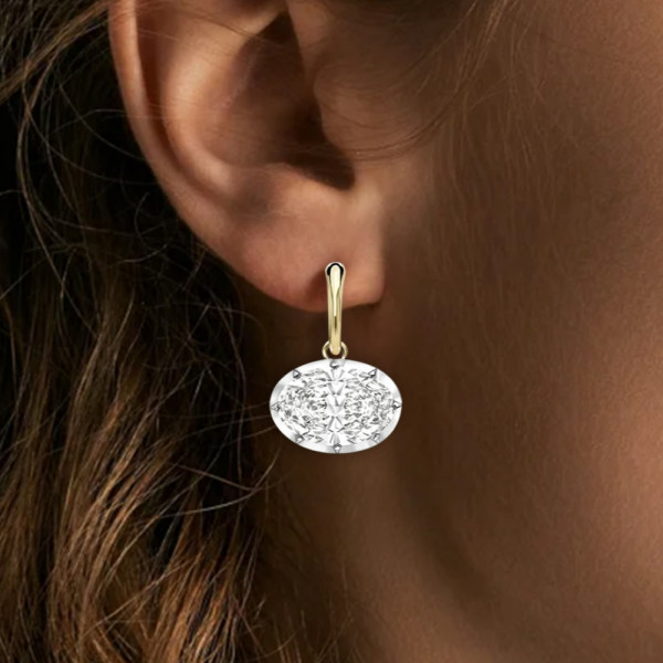 12.47ctw Oval Cut White Sapphire Drop Earrings