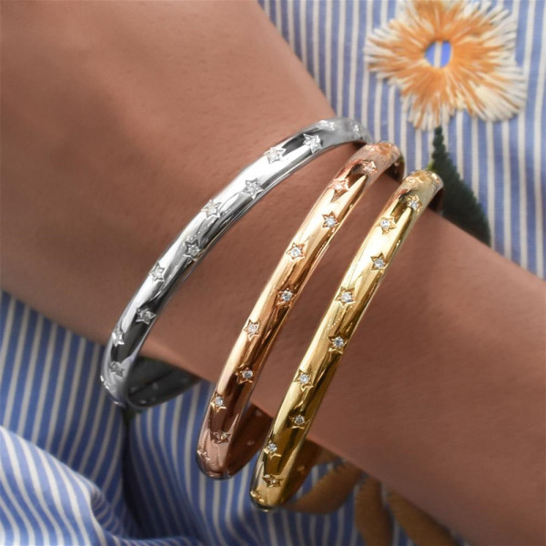 4ctw Round Cut White Sapphire Star Bangle Bracelet
