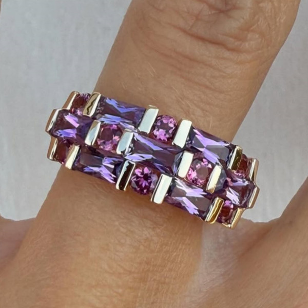 2.3ctw Baguette Cut Amethyst Band Ring