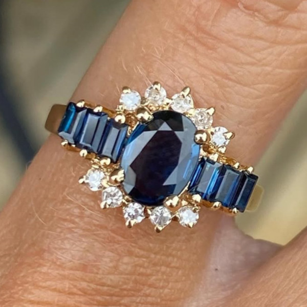 2.2ctw Oval Cut Sapphire Halo Ring