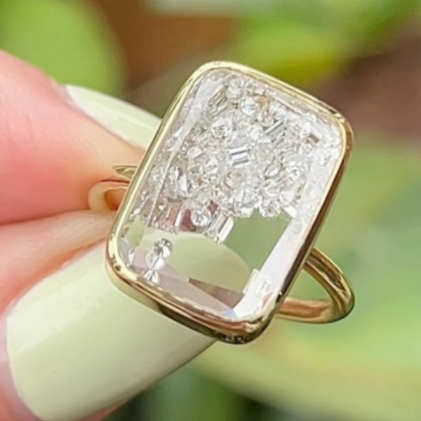 3ctw Round Cut White Sapphire Shaker Ring
