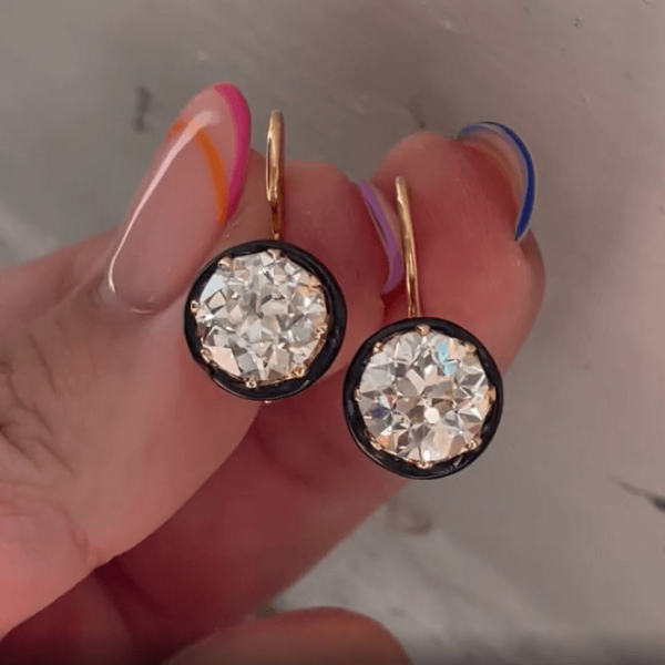 5.57ct Round Cut White Sapphire Drop Earrings in Gold