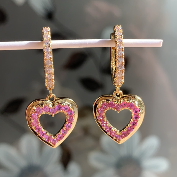 Round Cut Pink Sapphire Drop Earrings