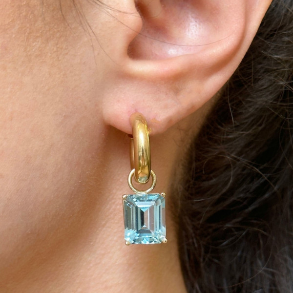 8ctw Emerald Cut Aquamarine Drop Earrings