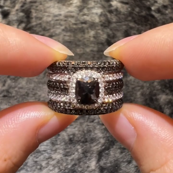 3.5ctw Oval Cut Black Sapphire Cocktail Ring