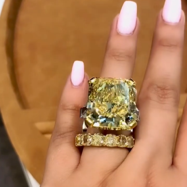20ct Radiant Cut Yellow Sapphire Wedding Set