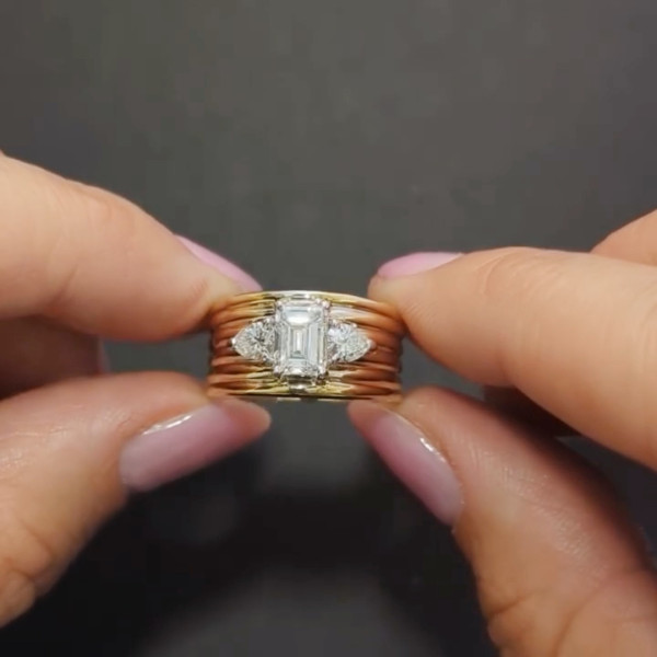 3ctw Emerald Cut White Sapphire Three-Stone Ring