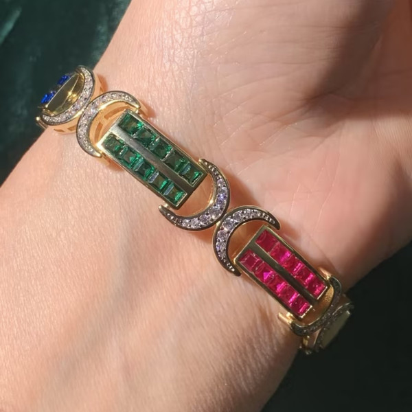 Vintage 25ctw Princess Cut Multi-Gemstone Bracelet