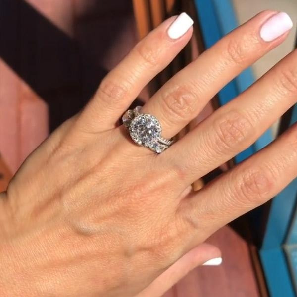 Handmade 1.5 Ct Halo Round Cut Engagement Ring With Round Cut Eternity Ring