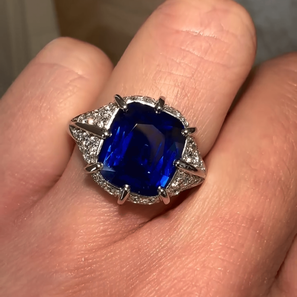 6ctw Peruzzi Cut Sapphire High Polished Platinum Claws Ring 