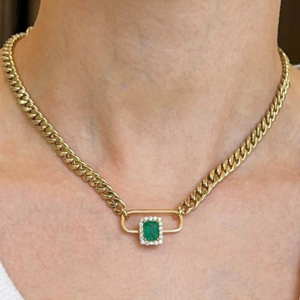 8ctw Emerald Cut White Sapphire Halo Pendant Necklace