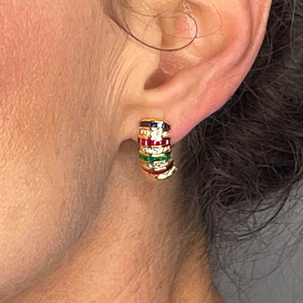 6.4ctw Asscher Cut Multi-Gemstone Stud Earrings