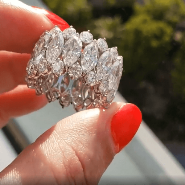 20ct Marquise Cut White Sapphire Eternity Band