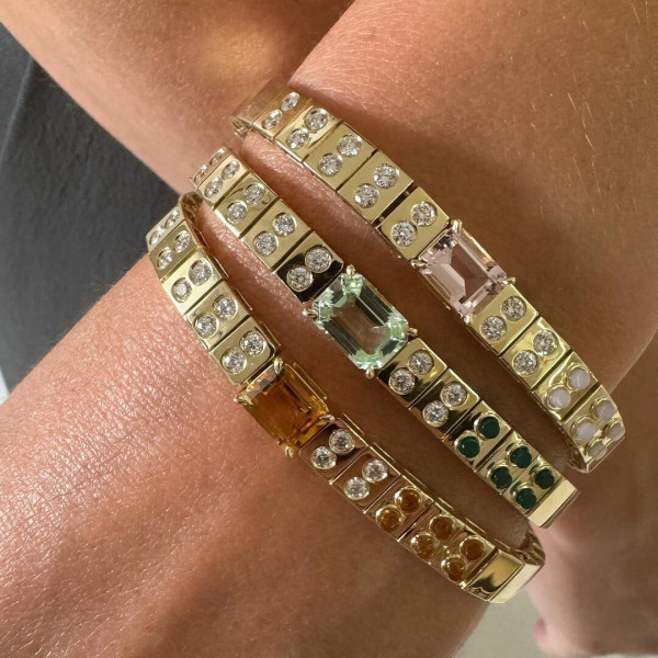 6ctw Emerald Cut Citrine & Green Tourmaline & Pink Sapphire Bracelet