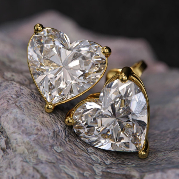 2ctw Heart Cut White Sapphire Solitaire Stud Earrings