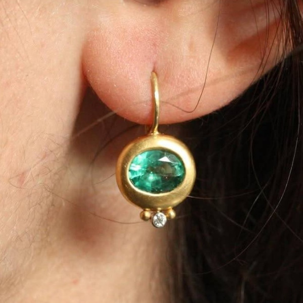 5ctw Oval Cut Emerald Drop Earrings