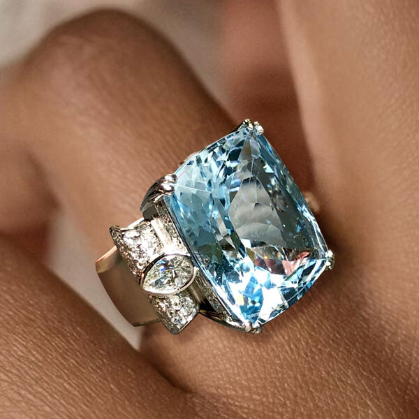 12.62ctw Cushion Cut Aquamarine Ring