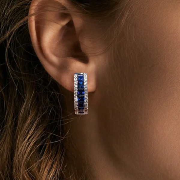 Handmade Sapphire Hoop Earring