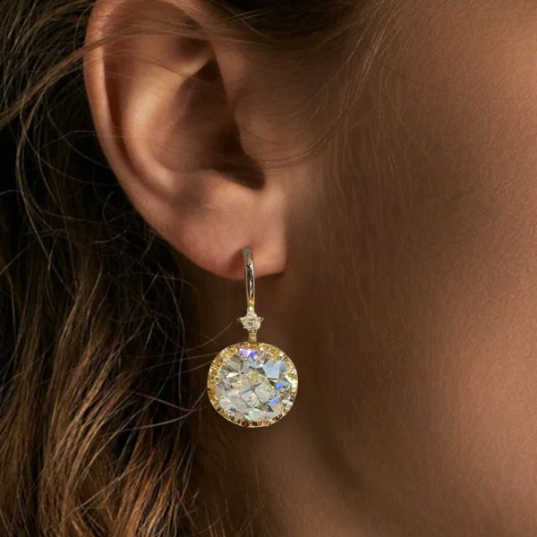 3ctw Round Cut White Sapphire Drop Earrings