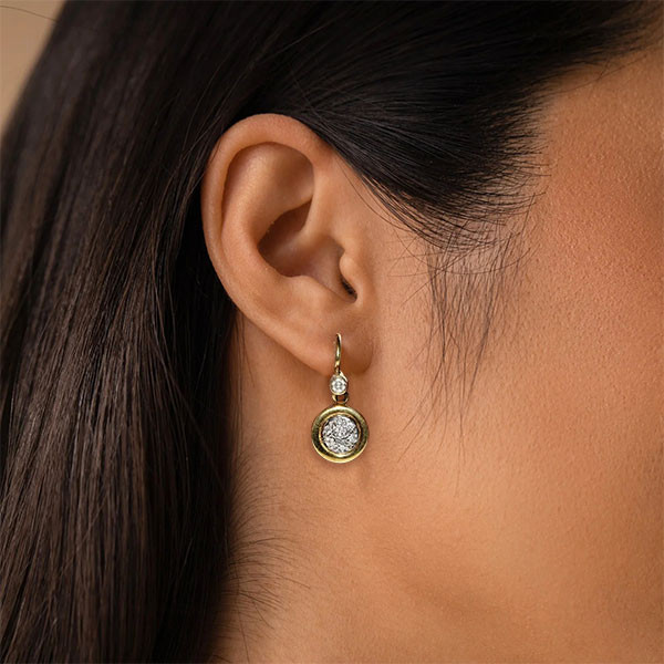 Vintage 3ctw Round Cut White Sapphire Drop Earrings