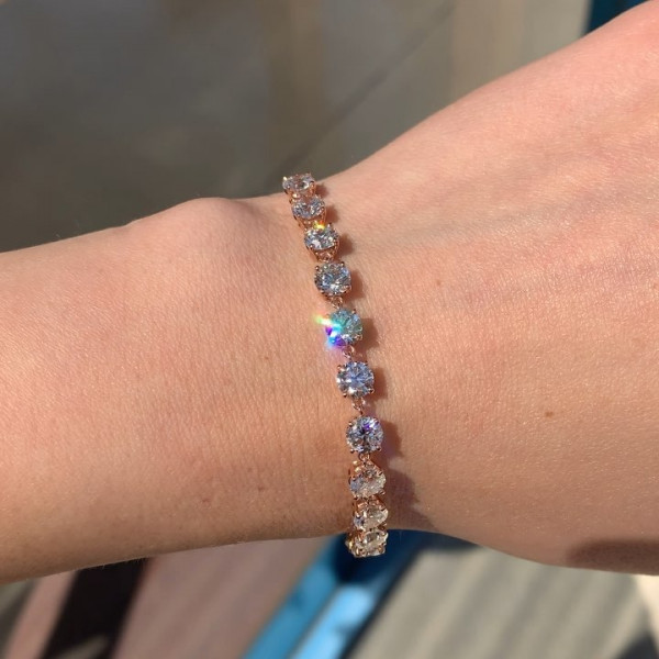 Handmade 3ct.tw Lab-created Diamond Adjustable Tennis Bracelet in Rose Gold