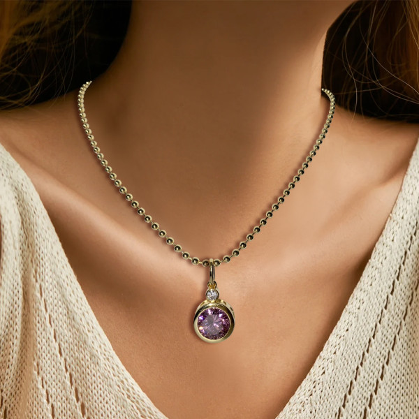 6ctw Round Cut Pink Sapphire Pendant Necklace