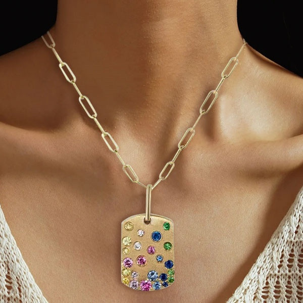 2ctw Oval Cut Confetti Sapphire Tourmaline Necklace