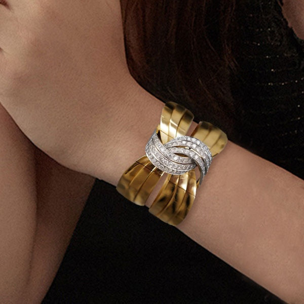 Two Tone 16ctw Round Cut White Sapphire Bracelet