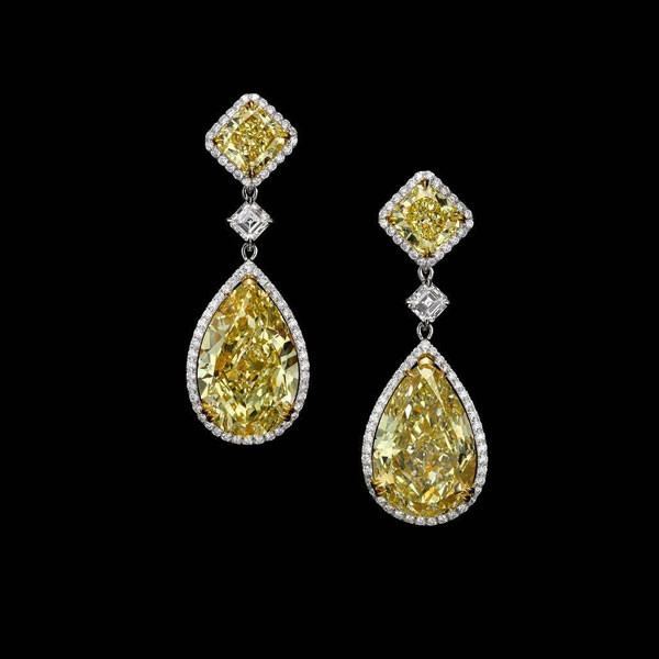 Fancy Yellow Diamond Dangle Earrings