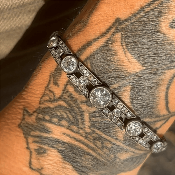 7ctw Vintage Round Cut White Sapphire Art Deco Bracelet