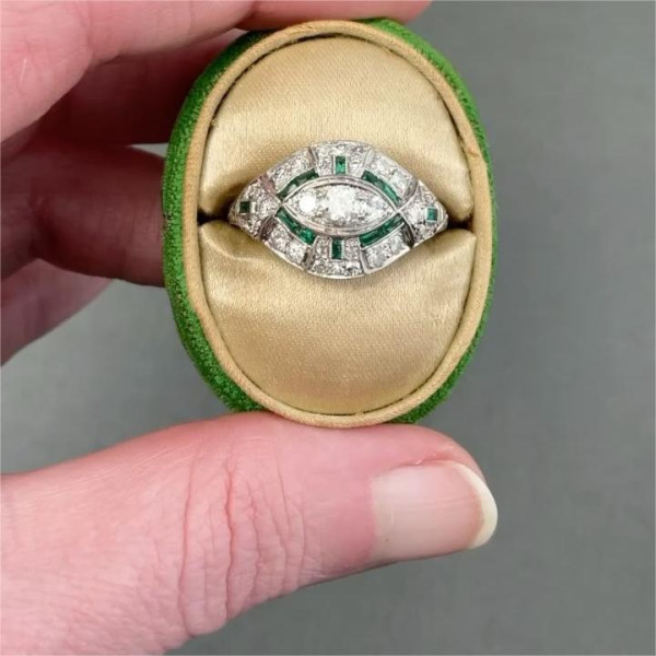 4ctw Art Deco Marquise Cut White Sapphire Ring