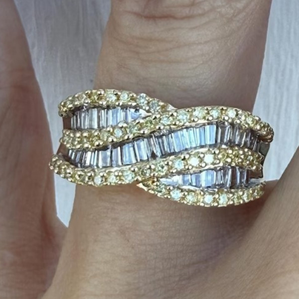 4ctw Baguette Cut White Sapphire Wide Band Ring