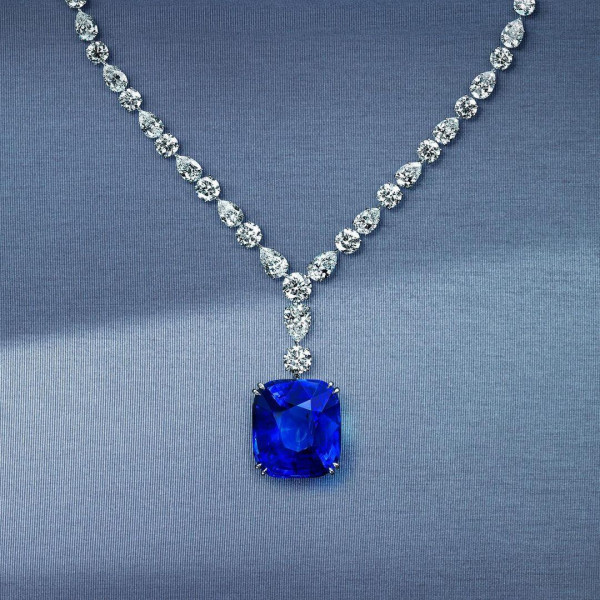 Blue Sapphire Necklace & Earrings Set
